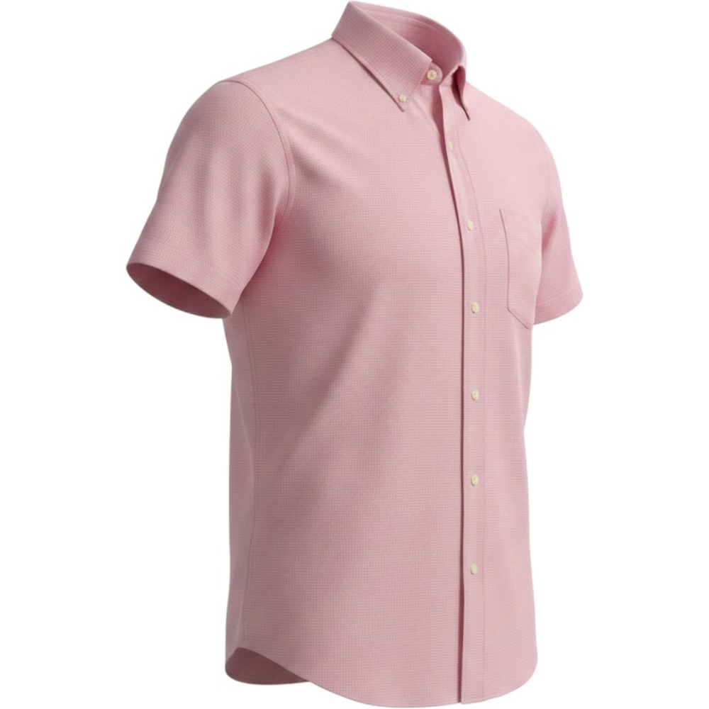 Charleston Threads Mens Pink Gingham Seersucker Short Sleeve Button Down Shirt M